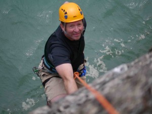 Rock climbing above the Howe Sound next to Squamish