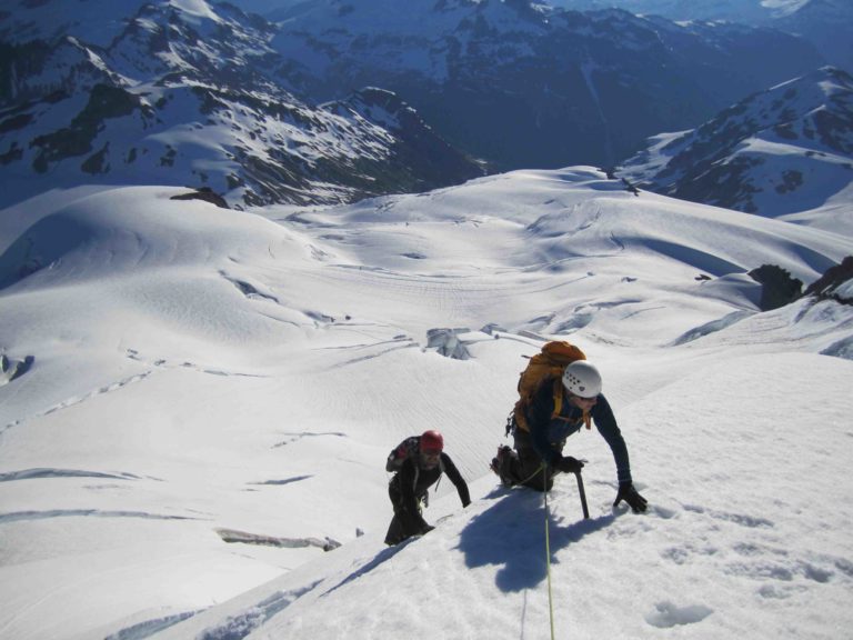 Gaining the Summit snow rib of Mt. Garibaldi