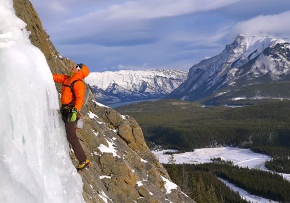 Climber on Cascade Falls